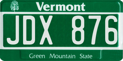 VT license plate JDX876