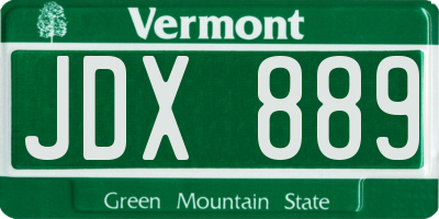 VT license plate JDX889