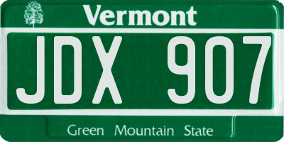 VT license plate JDX907