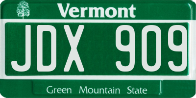 VT license plate JDX909
