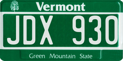 VT license plate JDX930