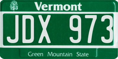 VT license plate JDX973