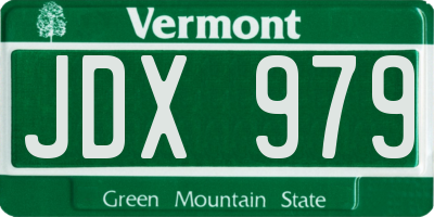 VT license plate JDX979