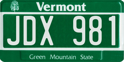 VT license plate JDX981