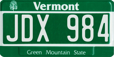 VT license plate JDX984
