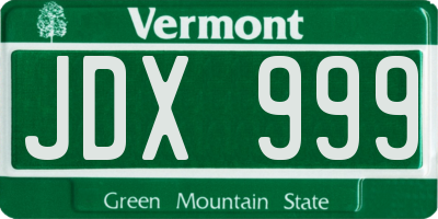 VT license plate JDX999