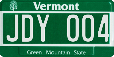 VT license plate JDY004