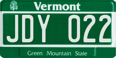 VT license plate JDY022