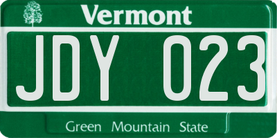 VT license plate JDY023