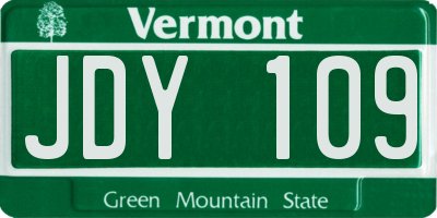 VT license plate JDY109