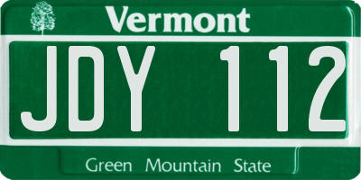 VT license plate JDY112