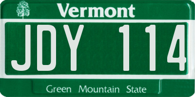 VT license plate JDY114