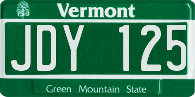 VT license plate JDY125
