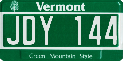 VT license plate JDY144