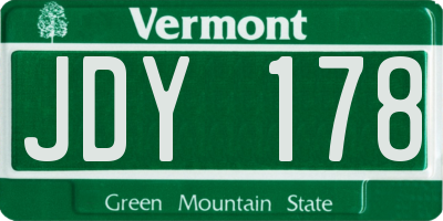 VT license plate JDY178