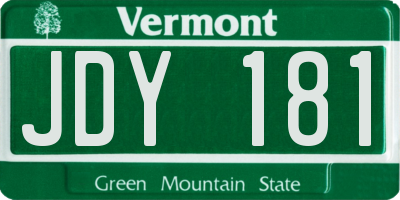VT license plate JDY181