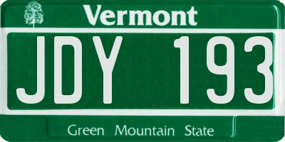 VT license plate JDY193
