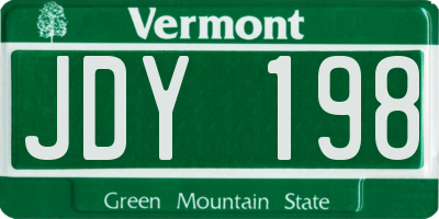 VT license plate JDY198