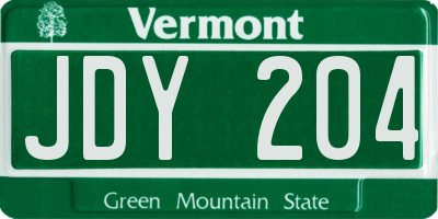 VT license plate JDY204