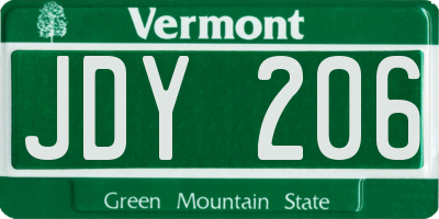 VT license plate JDY206