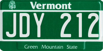 VT license plate JDY212