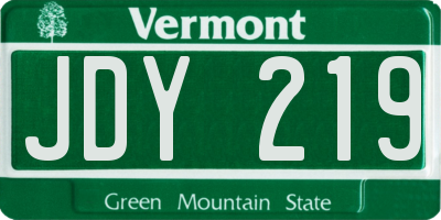 VT license plate JDY219