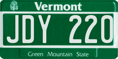 VT license plate JDY220