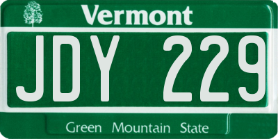 VT license plate JDY229