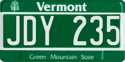 VT license plate JDY235