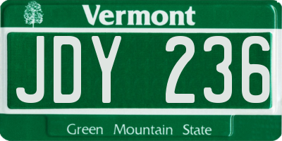 VT license plate JDY236