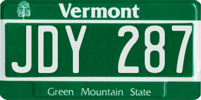 VT license plate JDY287