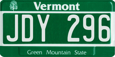 VT license plate JDY296