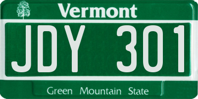 VT license plate JDY301