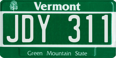 VT license plate JDY311