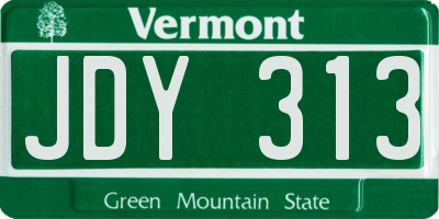 VT license plate JDY313