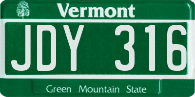 VT license plate JDY316