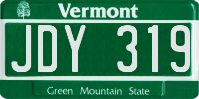 VT license plate JDY319