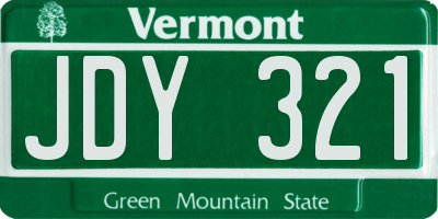 VT license plate JDY321