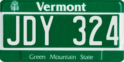 VT license plate JDY324