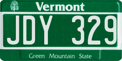 VT license plate JDY329