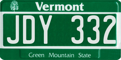 VT license plate JDY332