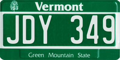 VT license plate JDY349