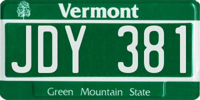 VT license plate JDY381