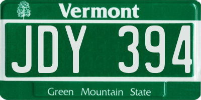 VT license plate JDY394