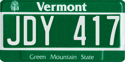 VT license plate JDY417