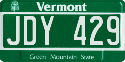 VT license plate JDY429