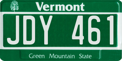 VT license plate JDY461