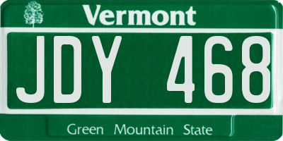 VT license plate JDY468