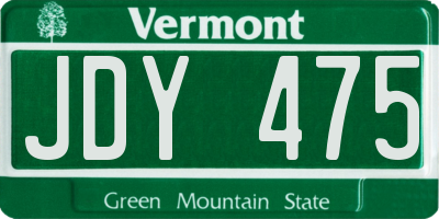 VT license plate JDY475