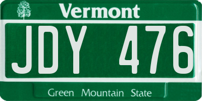 VT license plate JDY476